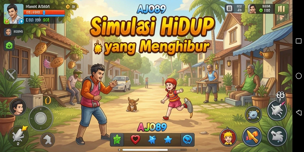 Screenshot utama AJO89 menampilkan gameplay menarik dengan interaksi sosial yang dinamis.