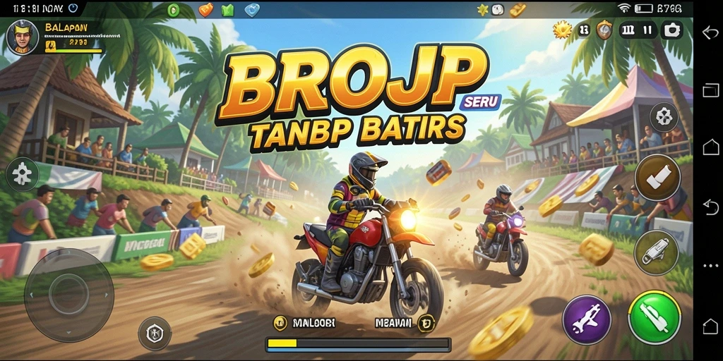 Tangkapan layar gameplay BROJP menunjukkan aksi balapan yang seru dan mendebarkan.
