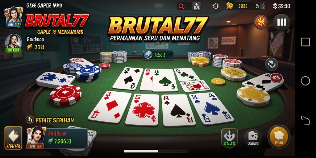 Tampilan gameplay Gaple yang mengasyikkan di BRUTAL77.