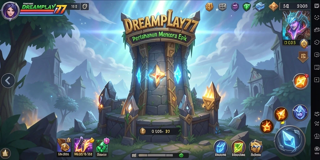 Tampilan seru dari gameplay DREAMPLAY77 dengan pertahanan menara yang strategis.