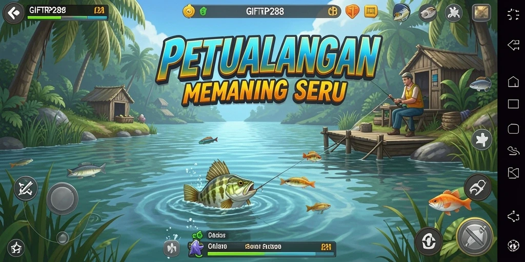 Tampilan layar permainan GIFTRP288 dengan aksi memancing yang mendebarkan.