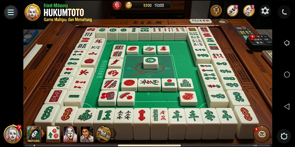 Screenshot HUKUMTOTO menampilkan gameplay Mahjong yang menarik.