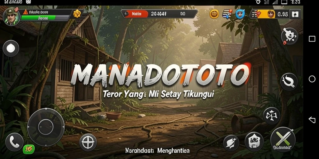 Tangkapan layar gameplay <strong>MANADOTOTO</strong> menampilkan kegelapan dan makhluk yang menyeramkan.