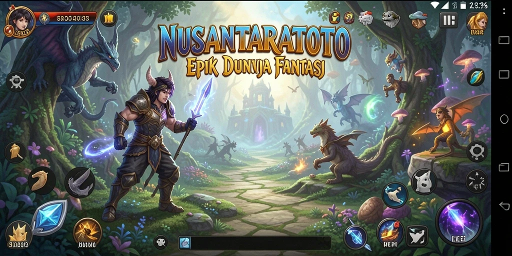 Screenshot gameplay NUSANTARATOTO yang menampilkan pertempuran seru dan karakter unik.
