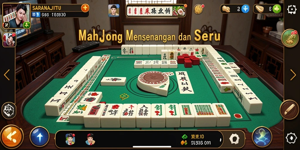 Screenshot gameplay SARANAJITU yang menampilkan momen seru permainan Mahjong.