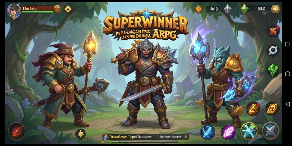 Tampilan gameplay <strong>SUPERWINNER</strong> yang memukau dan seru dalam pertempuran ARPG.
