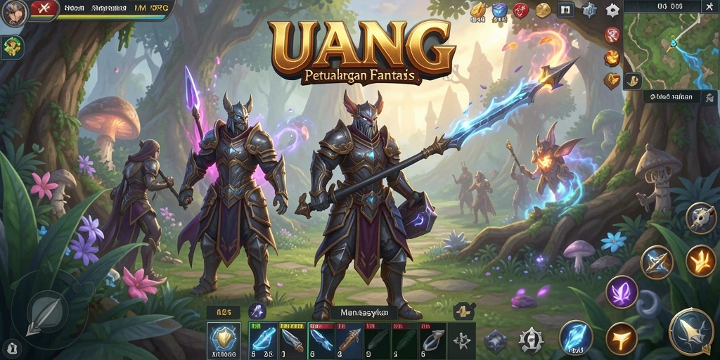 Gameplay UANG yang menampilkan petualangan dalam dunia fantasi yang fantastis.